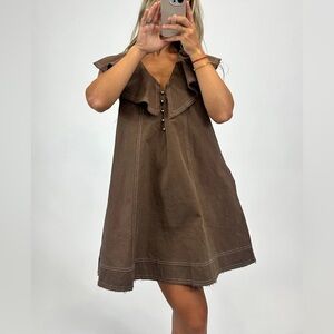 Anthropologie Brown Mocha Miou Muse Dress